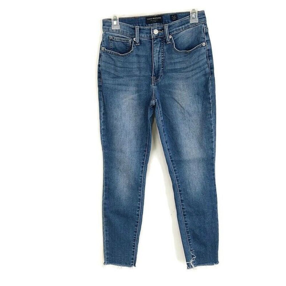 Lucky Brand Bridgette High‎ Rise Skinny Ankle Jeans Med Wash Faded Denim sz 4/27